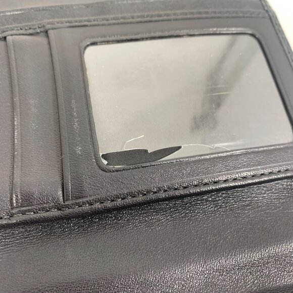 COACH Soho Signature Logo Canvas Envelope Wallet Buckle Snap Black Leather Trim - Picture 4 of 8